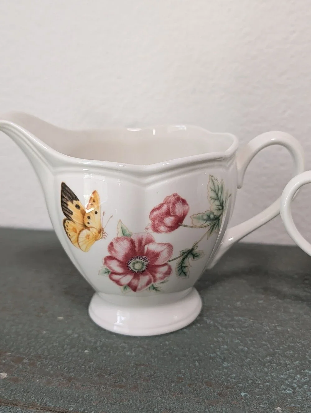 Vintage Lenox Butterfly Meadow Creamer and Lidded Sugar Louise Le Luyer Floral